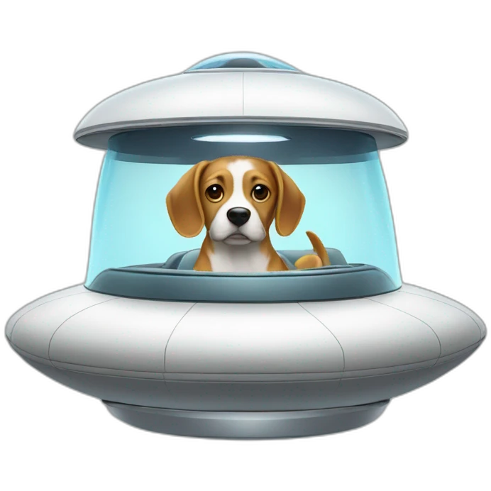 a dog driving a UFO emoji