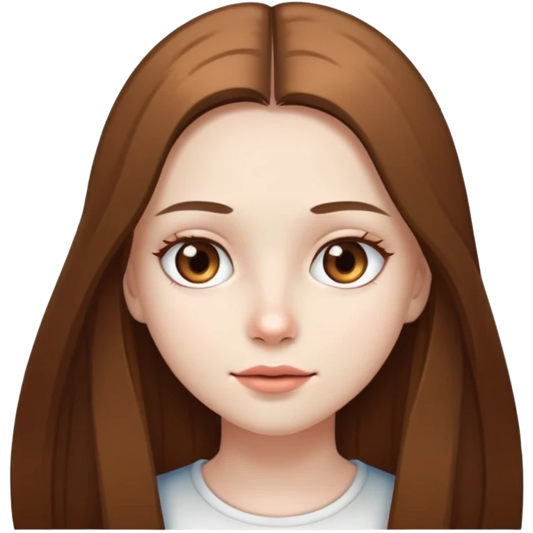 Girl with white skin, long brown straight hair and light brown eyes emoji