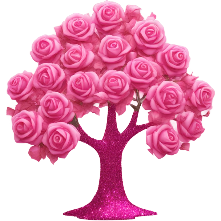 Pink tree made of roses with glitter emoji