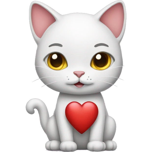 Cat holding a heart that says z emoji