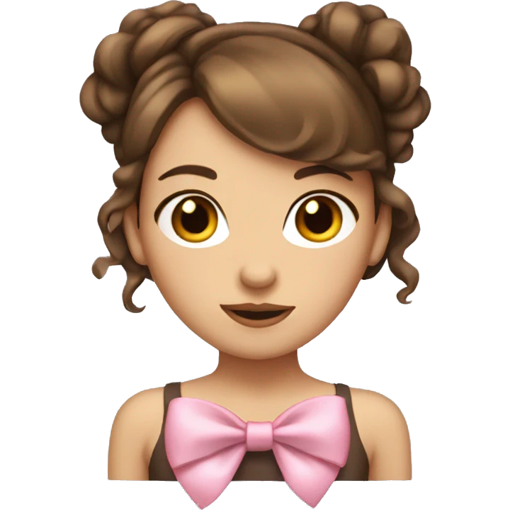 brown haired girl with a coquette bow emoji