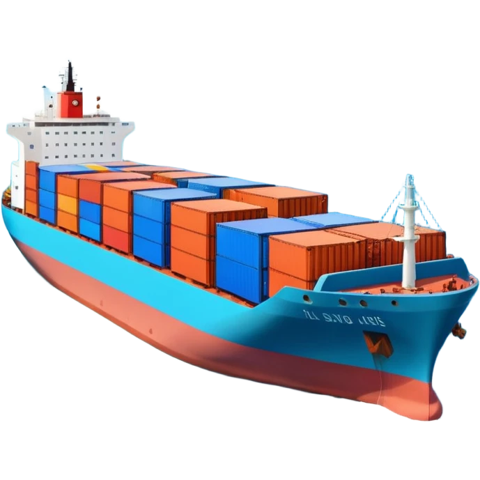Draw a large cargo ship loaded with colorful containers on the sea. emoji