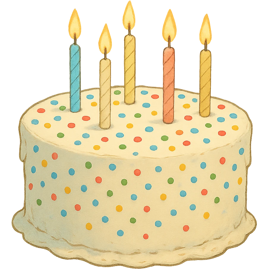 white birthday cake with sprinkles and candles emoji