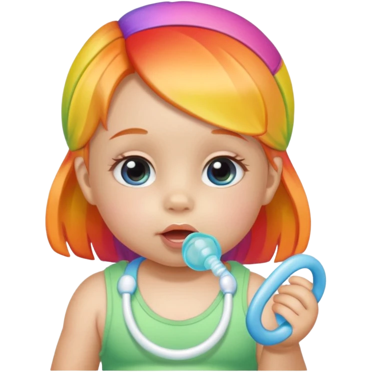 a rainbow skin baby girl with pacifier emoji
