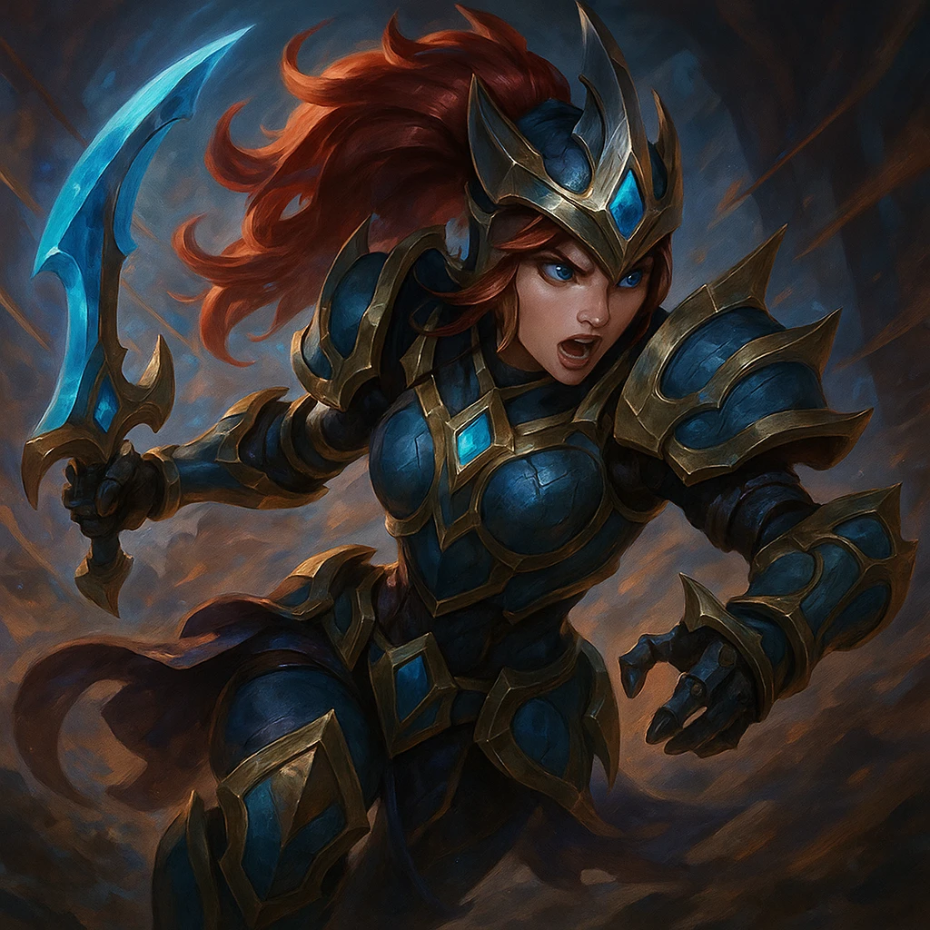 League of Legends game character, detailed, fantasy armor, dynamic pose, vibrant colors, game art style emoji