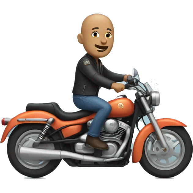 Bald man riding a motorcycle emoji