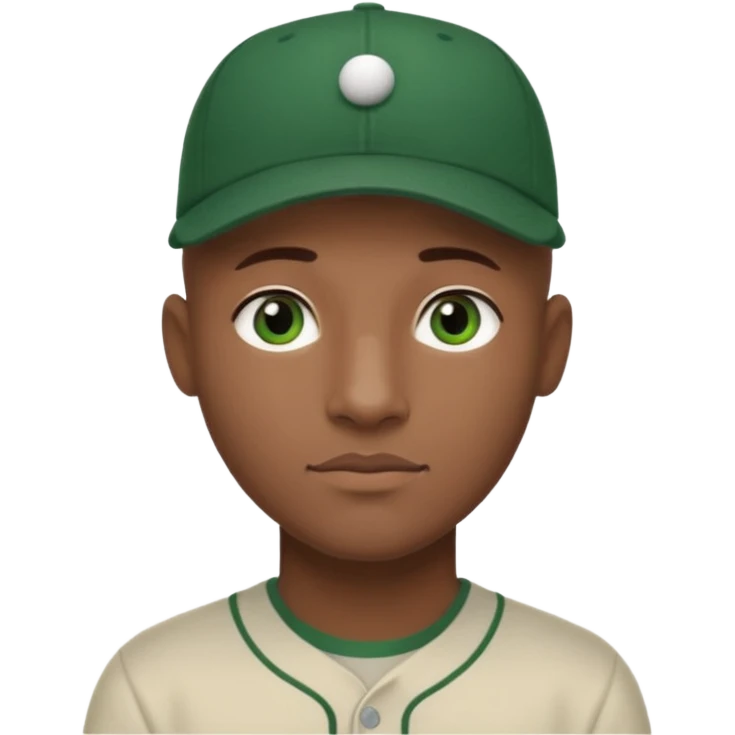 Black bald guy baseball cap only on the guy white girl brown hair green eyes emoji