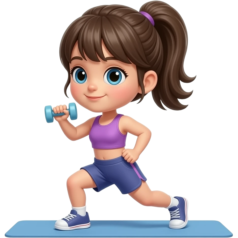 Bonequinha com rabo de cavalo malhando emoji