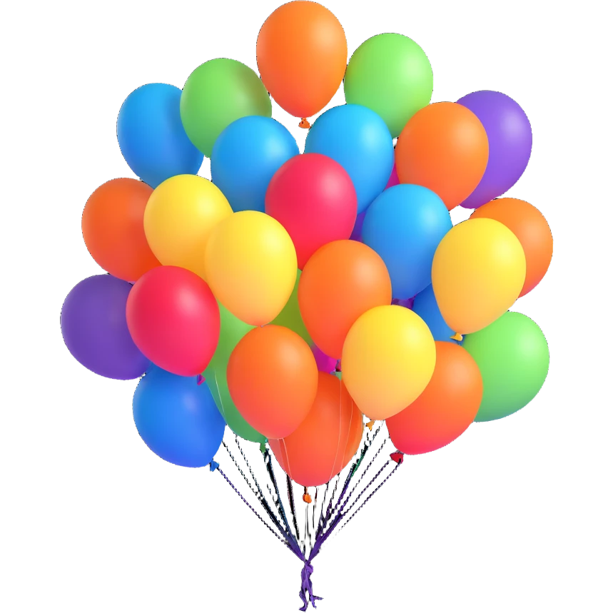 Vibrant multicolored balloons floating freely in the sky emoji