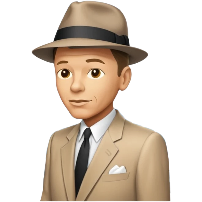Frank Sinatra emoji showing data analytics trendlines on a screen in the background emoji