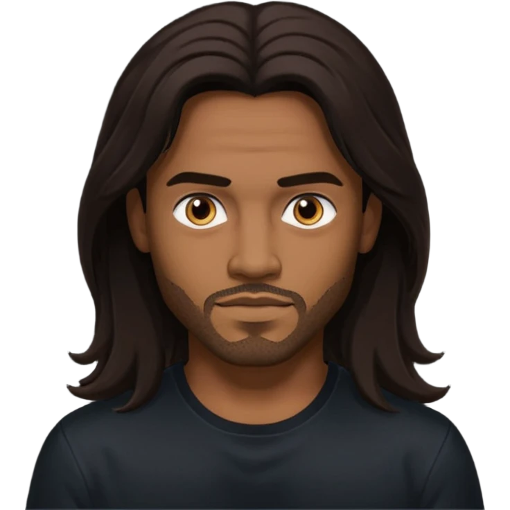 Pana Hema Taylor, male actor (b.1989) with dark brown long hair emoji
