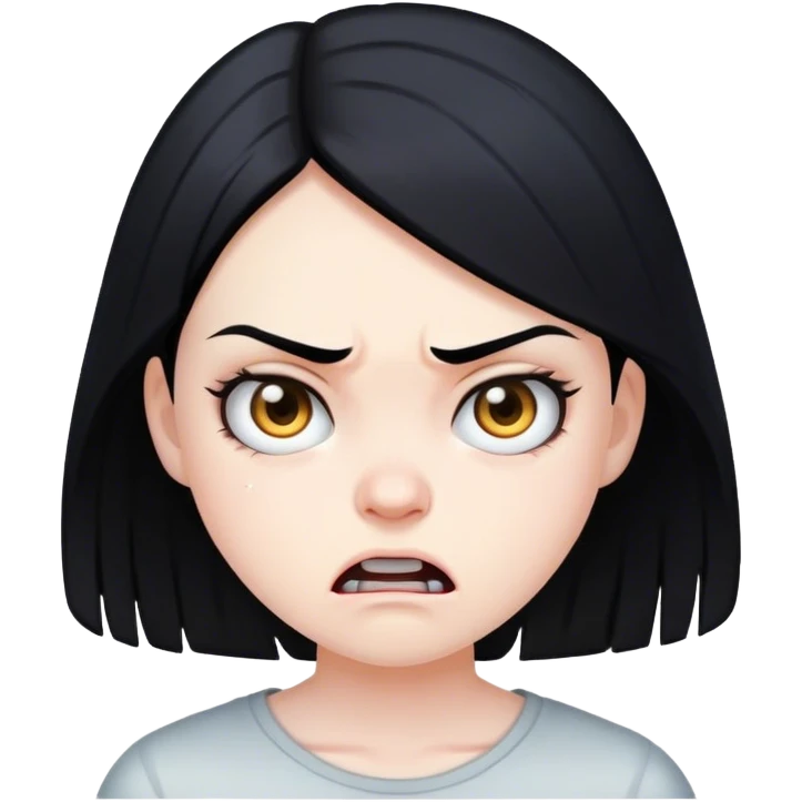 Adolescente enojada con cabello negro  emoji