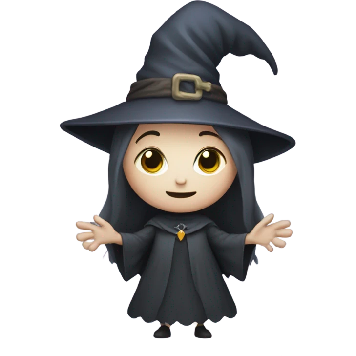 A pale witch who is holding hands with a wizard emoji