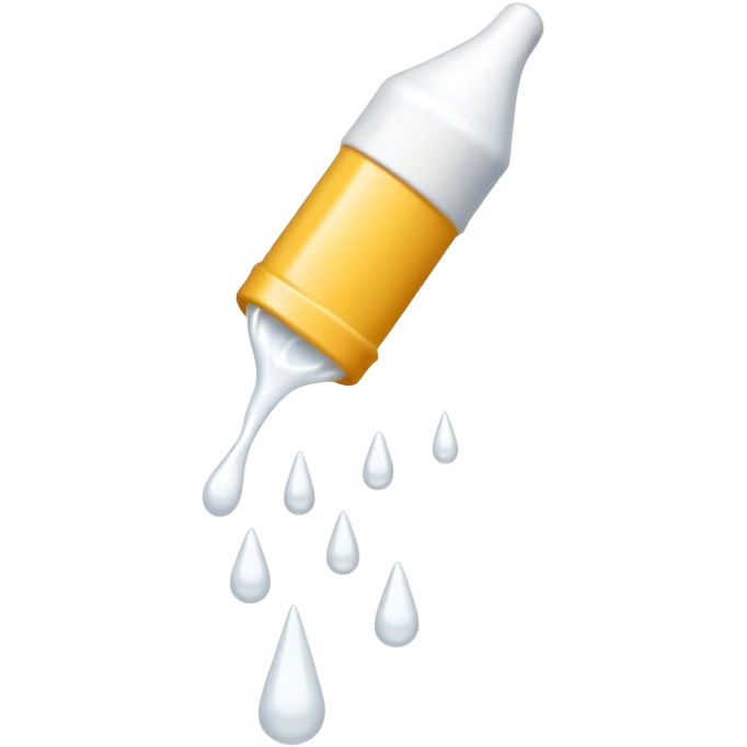 individual white glue white drops falling and dripping down out of a tube, all white emoji
