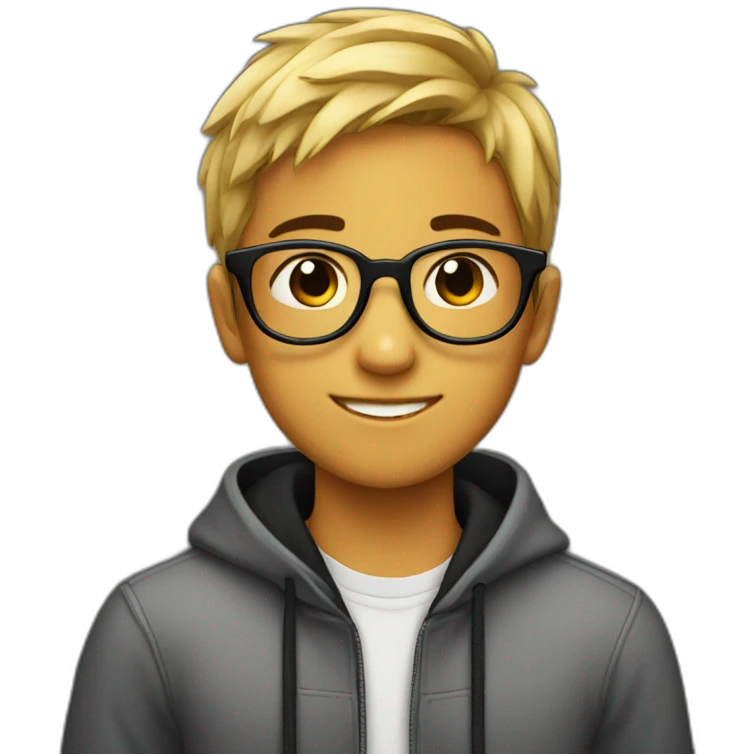 A teenager boy with black sweet and glasses  emoji