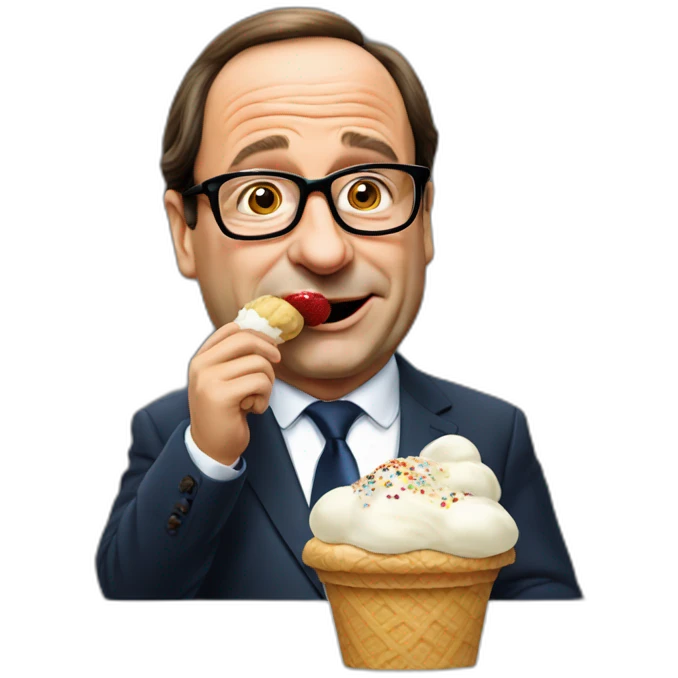 Francois hollande eat ice cream emoji