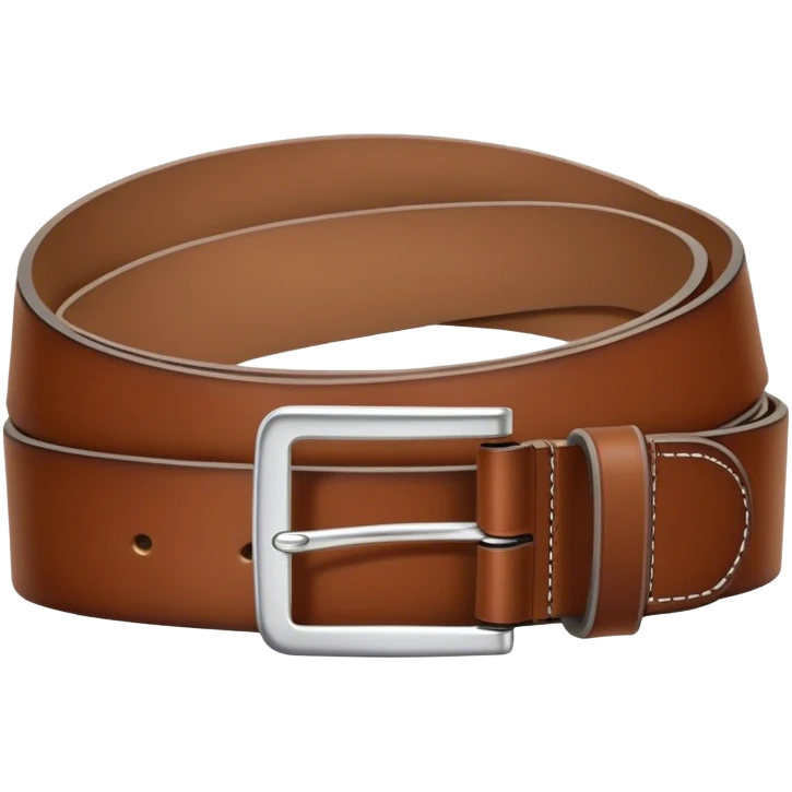A folded brown leather belt with neat stitching and a classic silver buckle — no background, standalone emoji