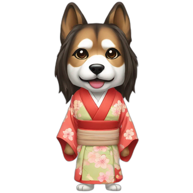 hot-guy-noh-dog-mask-longhair-japanese-kimono emoji