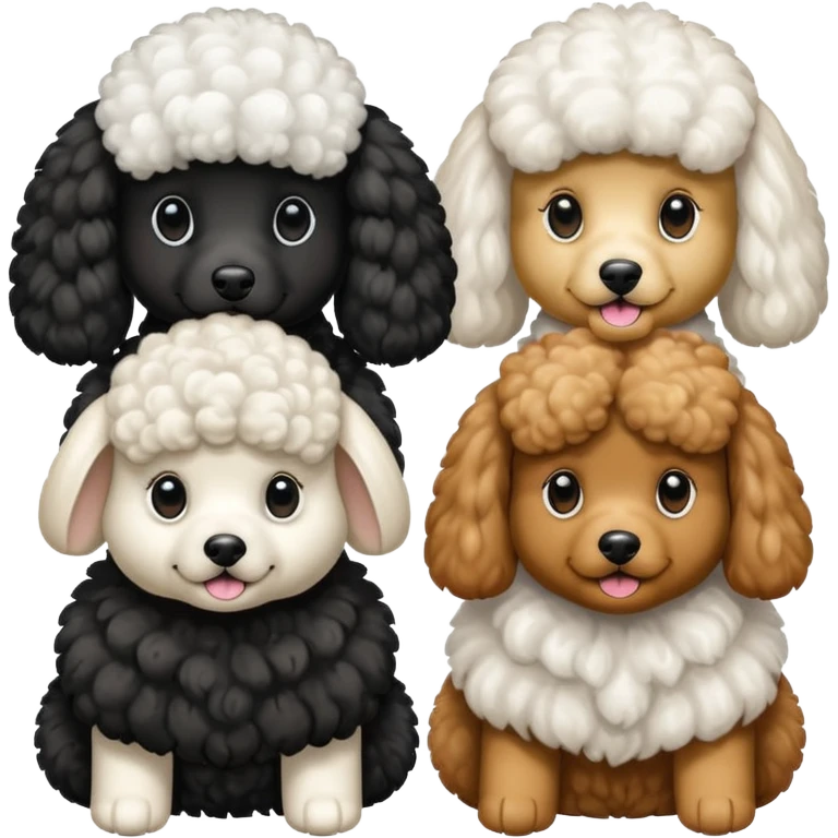1 poodle blanca y 2 poodle negras emoji