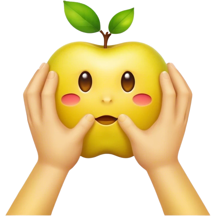 happy yellow apple with hands emoji