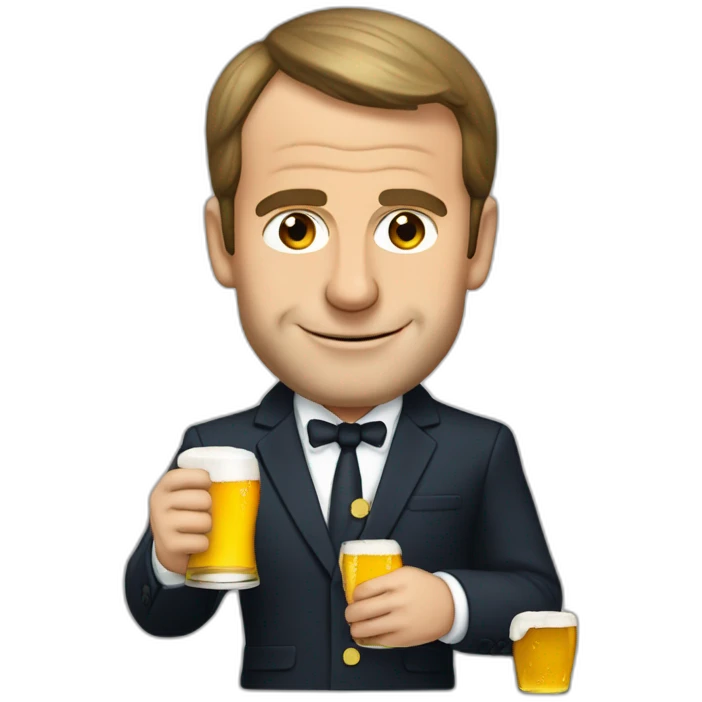 Macron qui boit une bière emoji