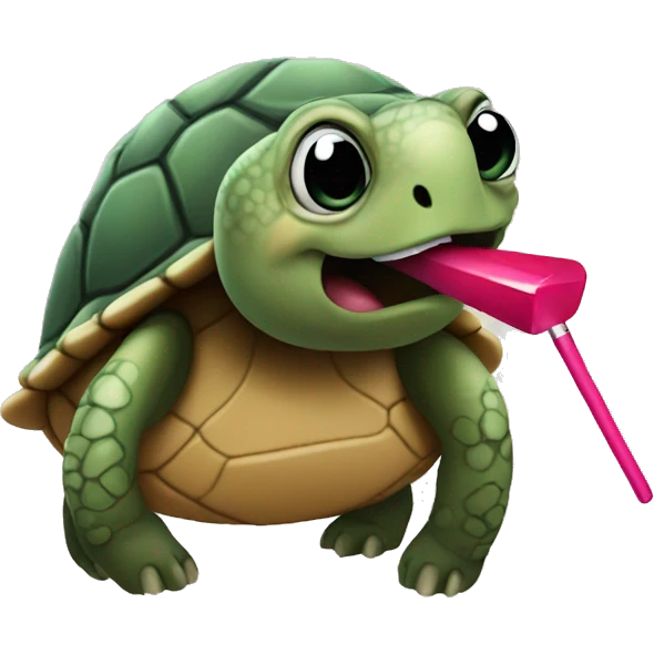 Turtle with lipstick and long nails  emoji