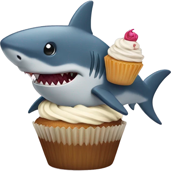 shark with a cupcake emoji