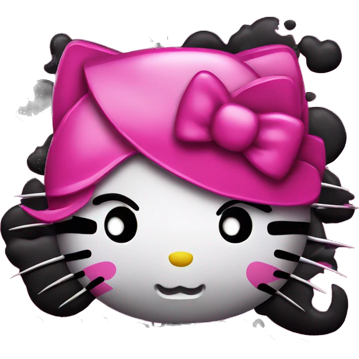 Hello kitty hot pink and black emoji