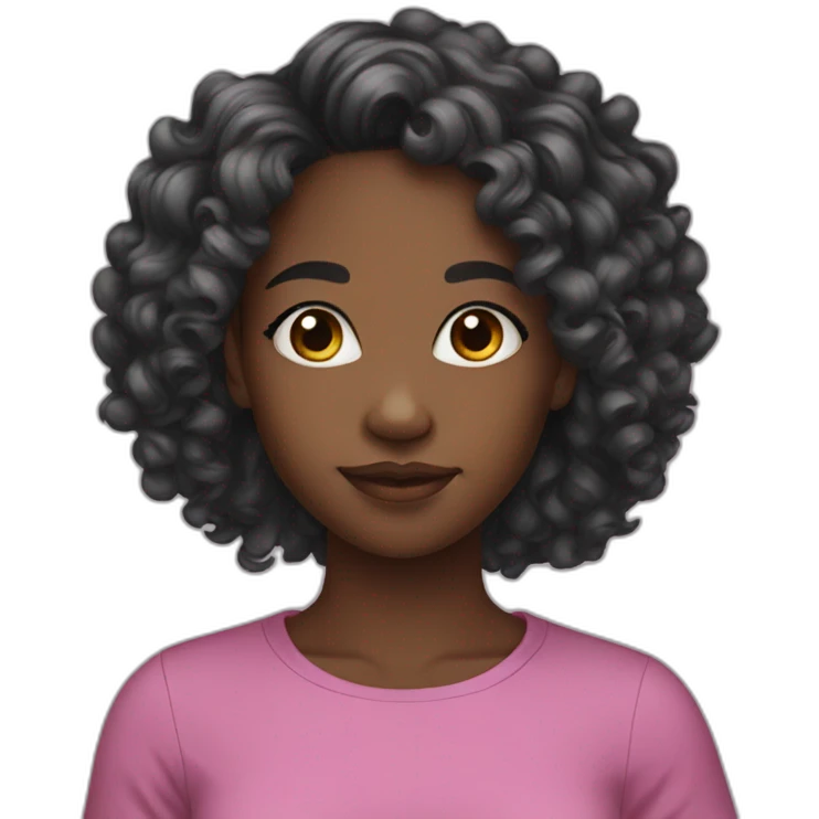 Beautiful black teenager with long black curls emoji