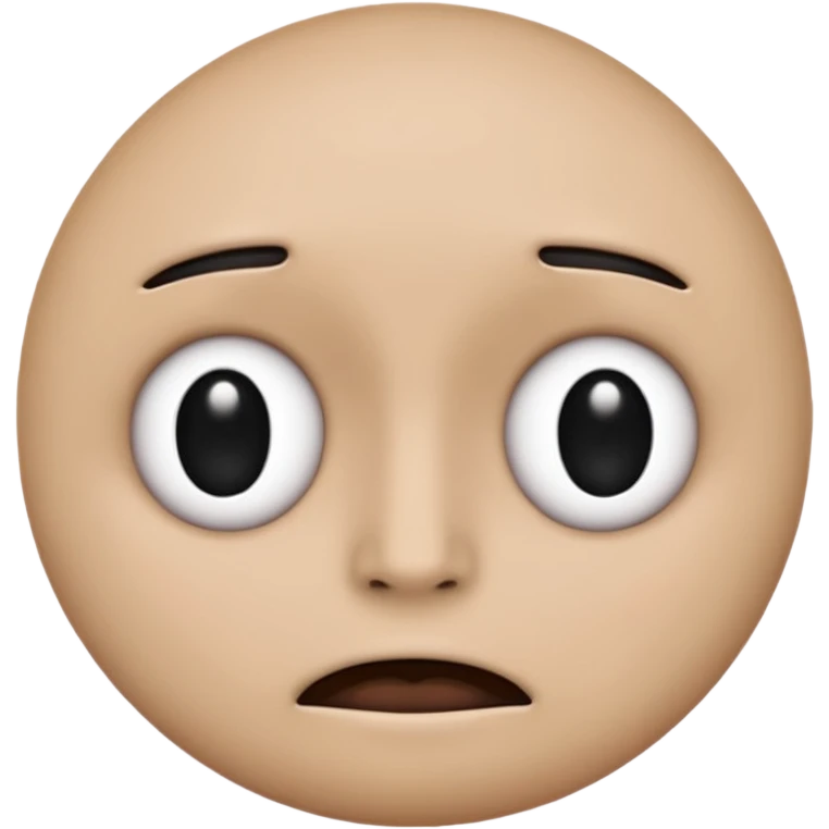 black circle face emoji, no mouth, two unsettling eyes, not realistic emoji