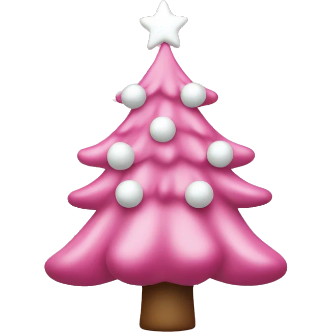 Pink Christmas tree with white ornaments emoji