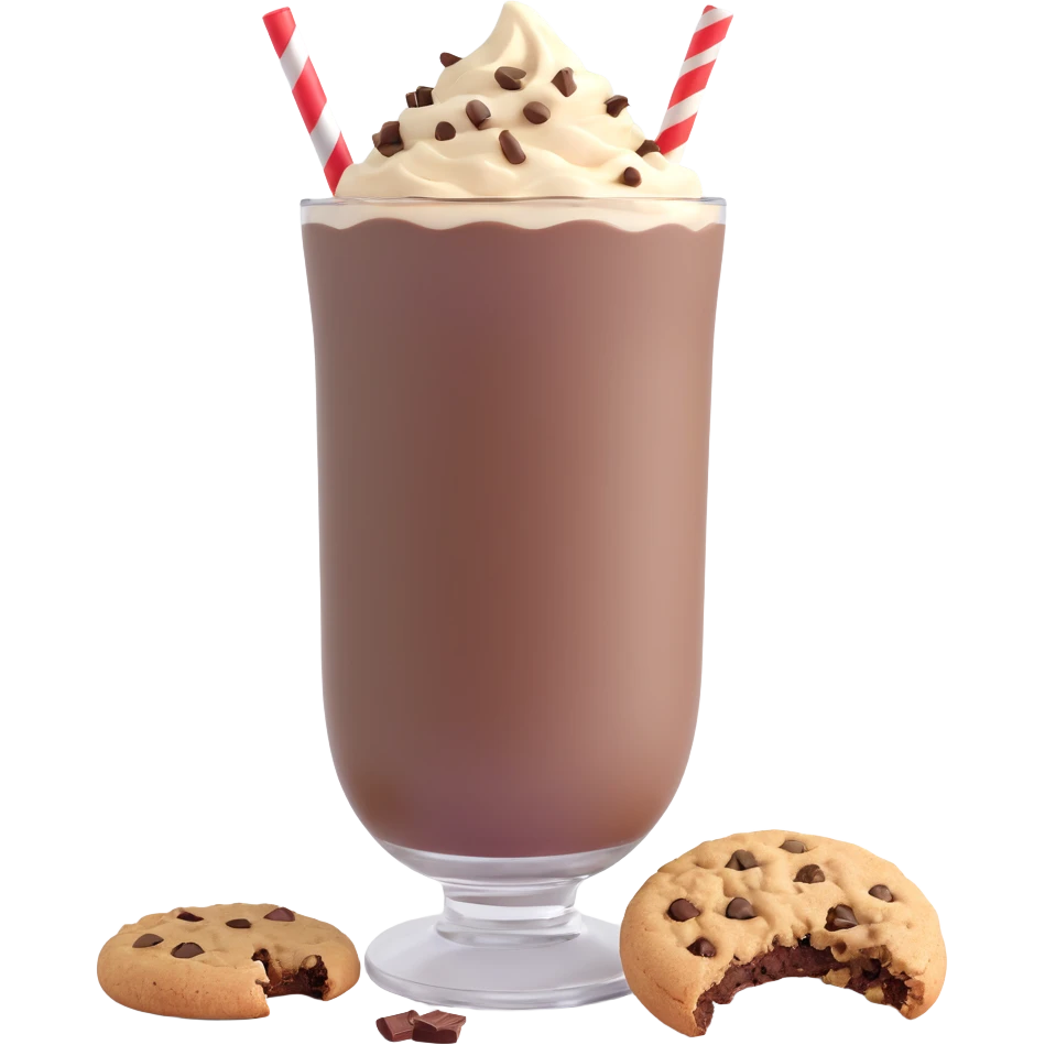 chocolate milkshake with cookie crumbles emoji