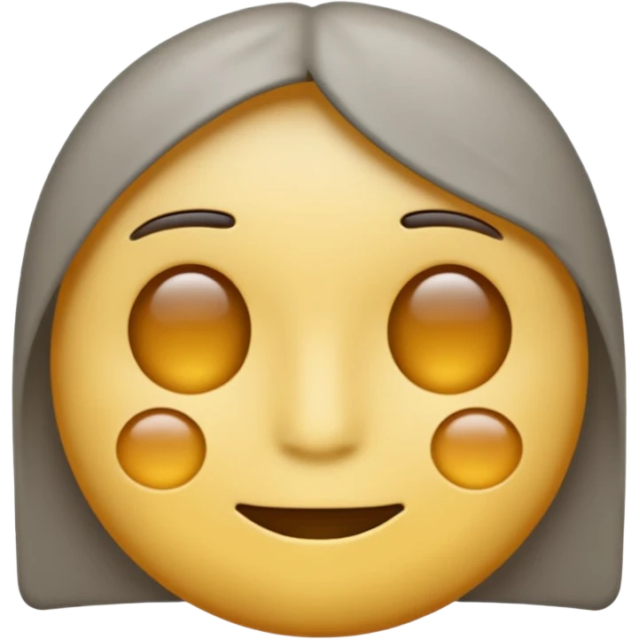 A neutral-colored emoji face (light gray or pale yellow) with half-closed eyes, small dark circles underneath, and a tiny straight-line mouth. A small power symbol (⏻) floats above the head or appears faded on the forehead, suggesting low energy or mental exhaustion. emoji