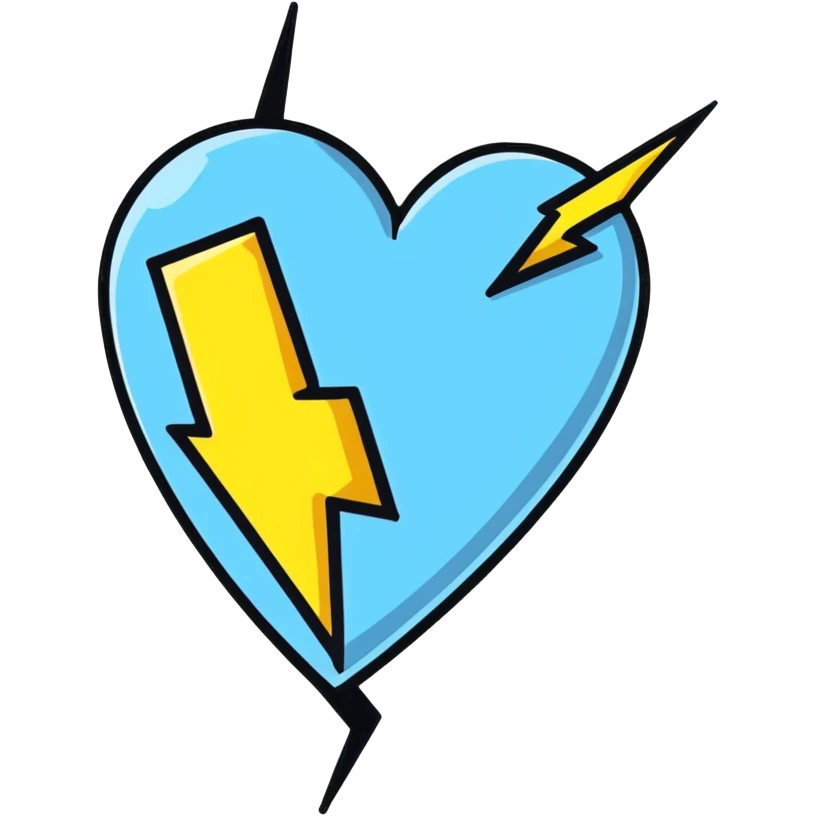 heart with a lightning bolt, cartoonish emoji