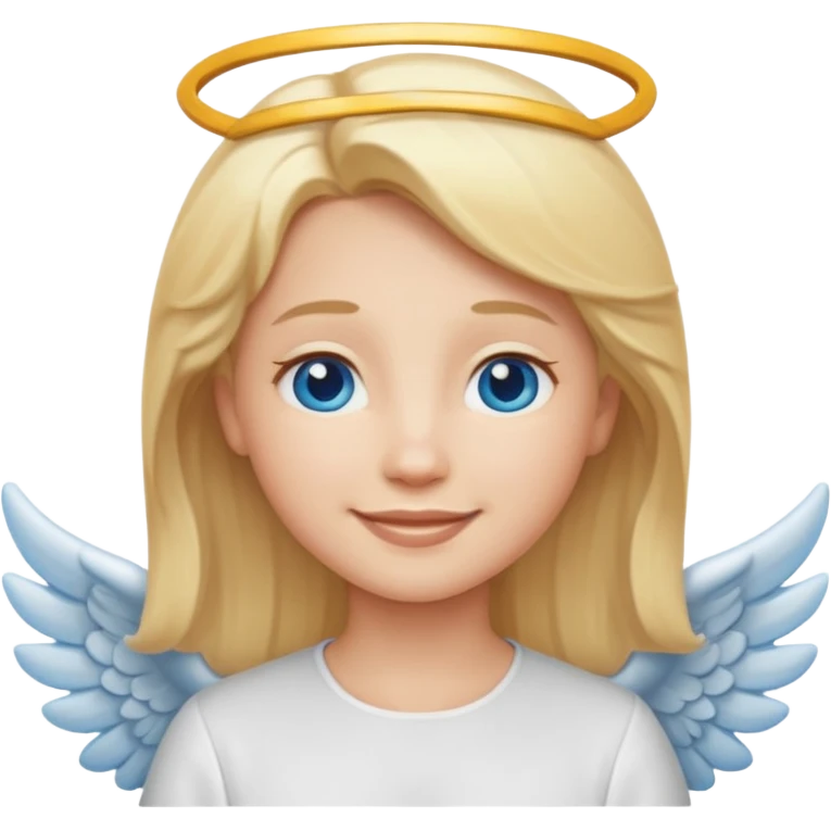 angel emoji blonde hair, blue eyes and smiling emoji