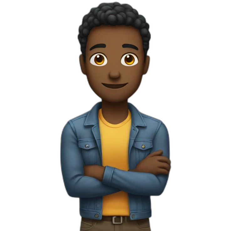 Man crossing his arms with pride emoji