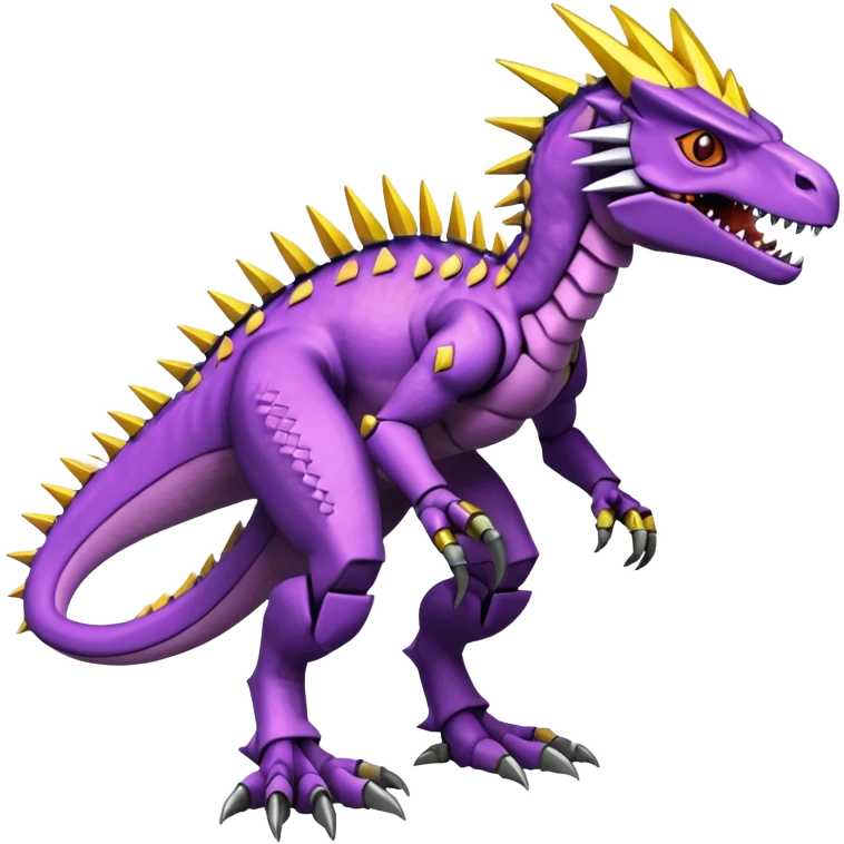 Cool Edgy Purple Yellow Digimon-Fakemon-Guilmon-Velociraptor-Dragon-Mecha full body emoji