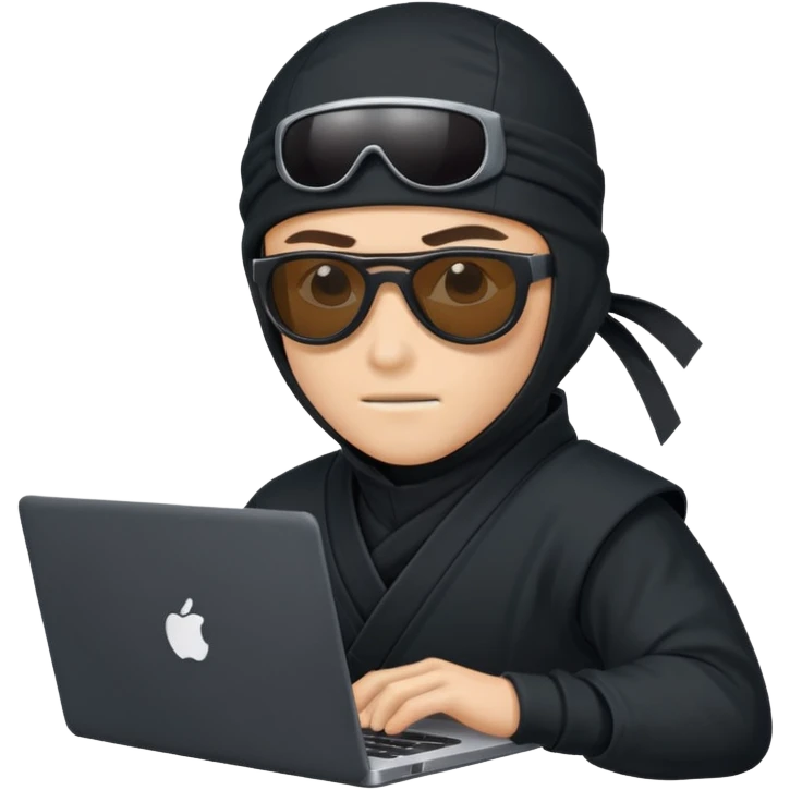 Ninja with sunglasses on laptop emoji