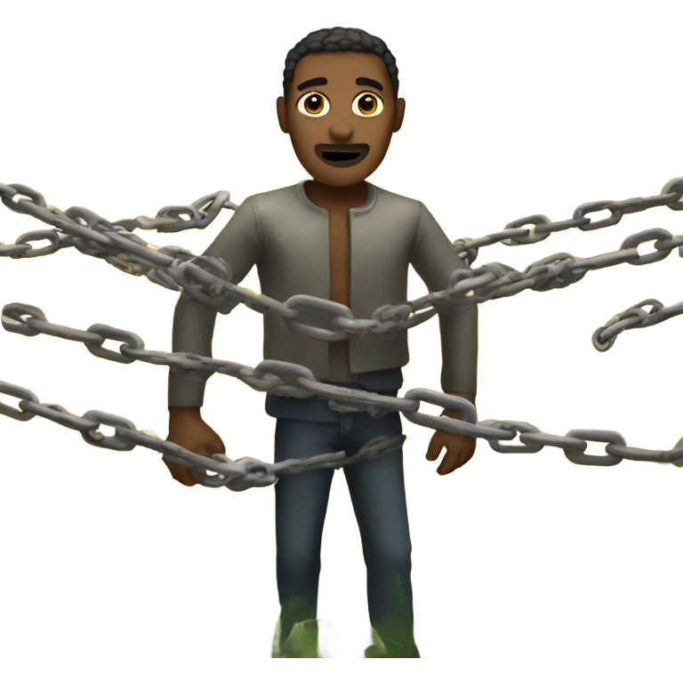 Man in chains in a field emoji
