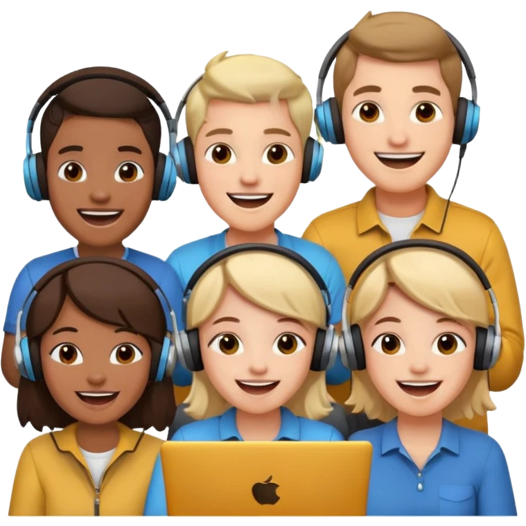 Personas reunidas charlando entre amigos en videoconferencia emoji