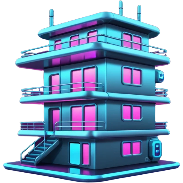 Shiny advanced futuristic Cyberpunk house emoji
