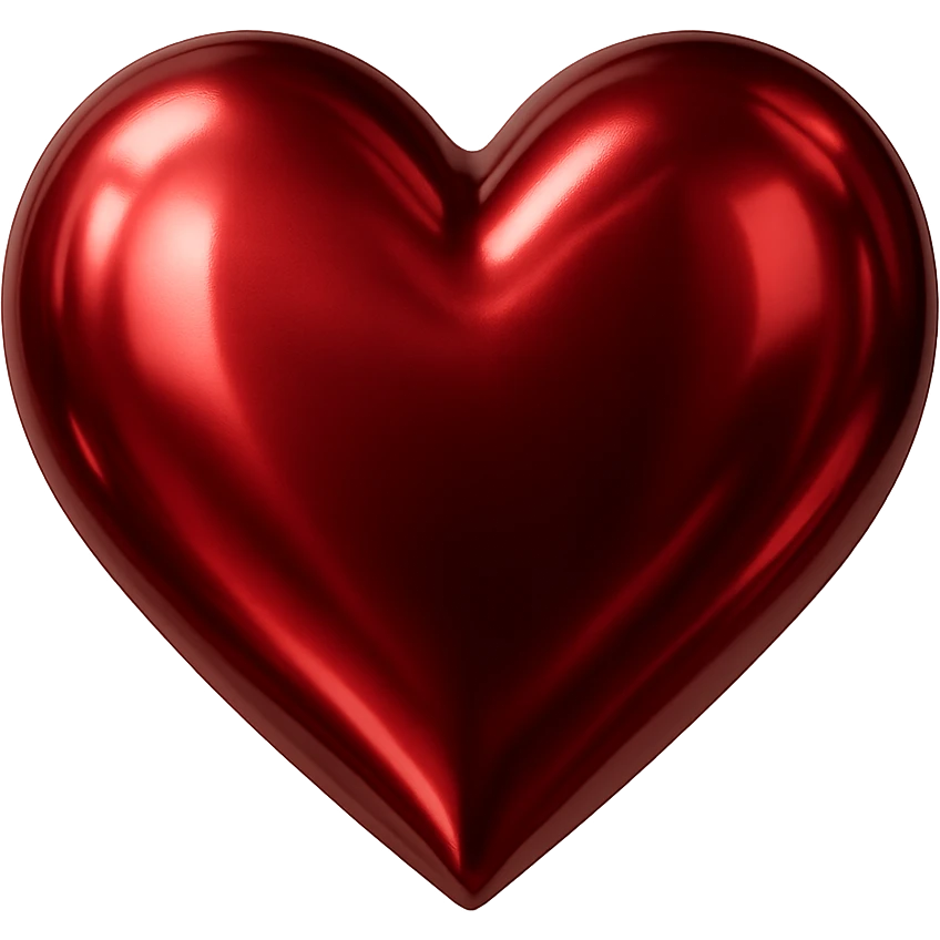 heart with a metallic ruby red finish emoji