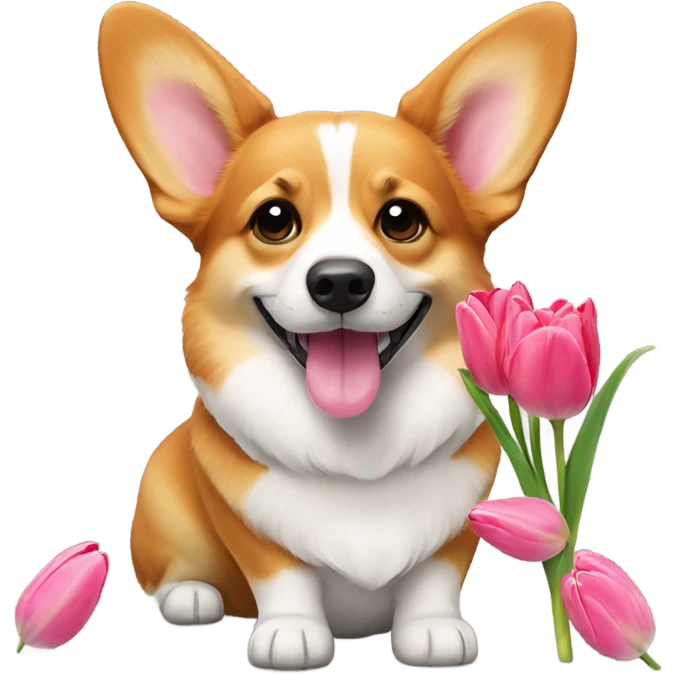 Corgi with a tulip  emoji
