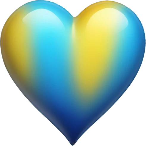 Shiny Yellow and blue ombré heart emoji
