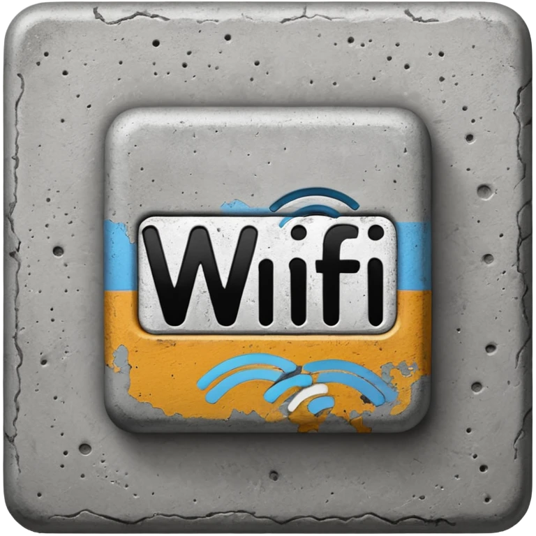 A Block saying "wifi" lying on a street in a quiet village emoji