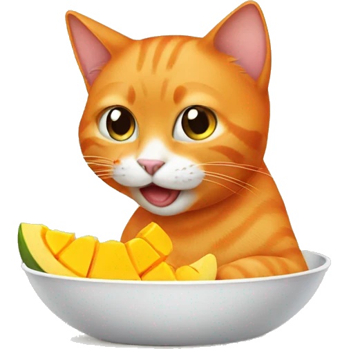 Orange cat eating mango emoji