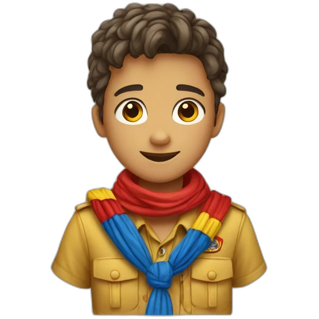 Scout boy with a RED ans YELLOW knotted scarf ans à blue scout shirt emoji