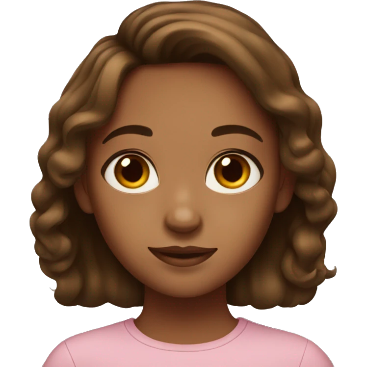 A girl with brown hair and brown skin emoji