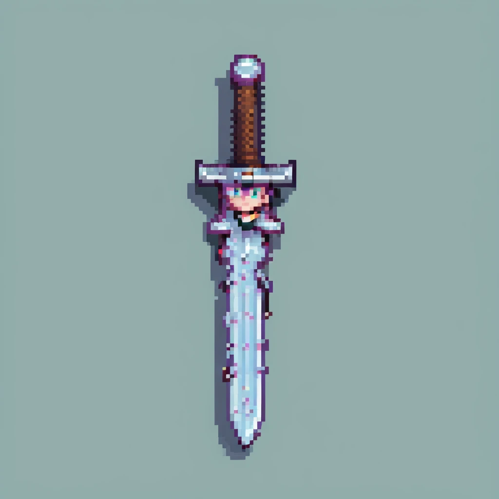 Minecraft style sword, pastel skin tone, pixel art emoji