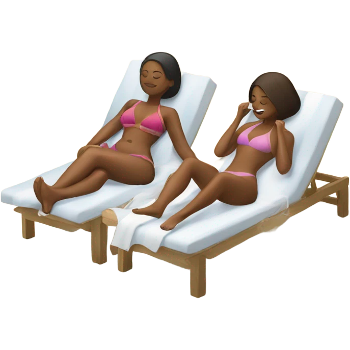 Two women sunbathing by pool emoji